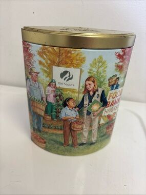 Vintage 2006 Girl Scout Collectable Tin, Ashdon Farms Food Bank Harvest